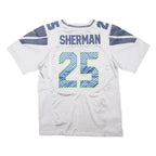 NFL Mens Grey Seahawks 25 Sherman Football Shirt M Short Sleeve V-Neck