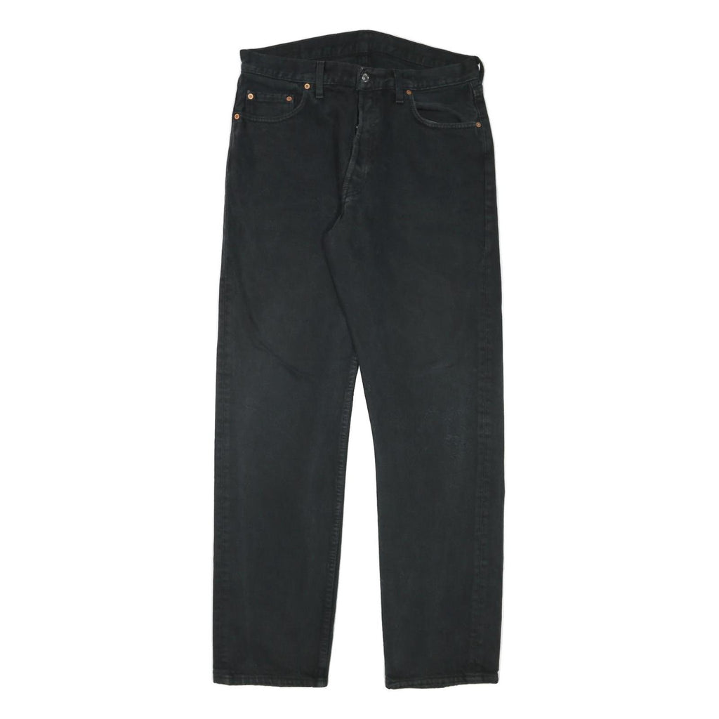 LEVI'S Mens Regular Fit Black Denim Jeans W33 L33 Cotton Blend Button Closure