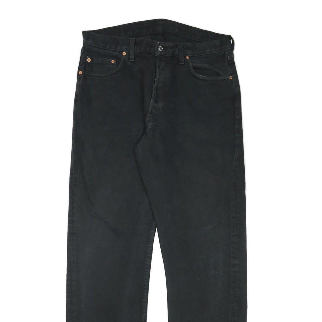 LEVI'S Mens Regular Fit Black Denim Jeans W33 L33 Cotton Blend Button Closure