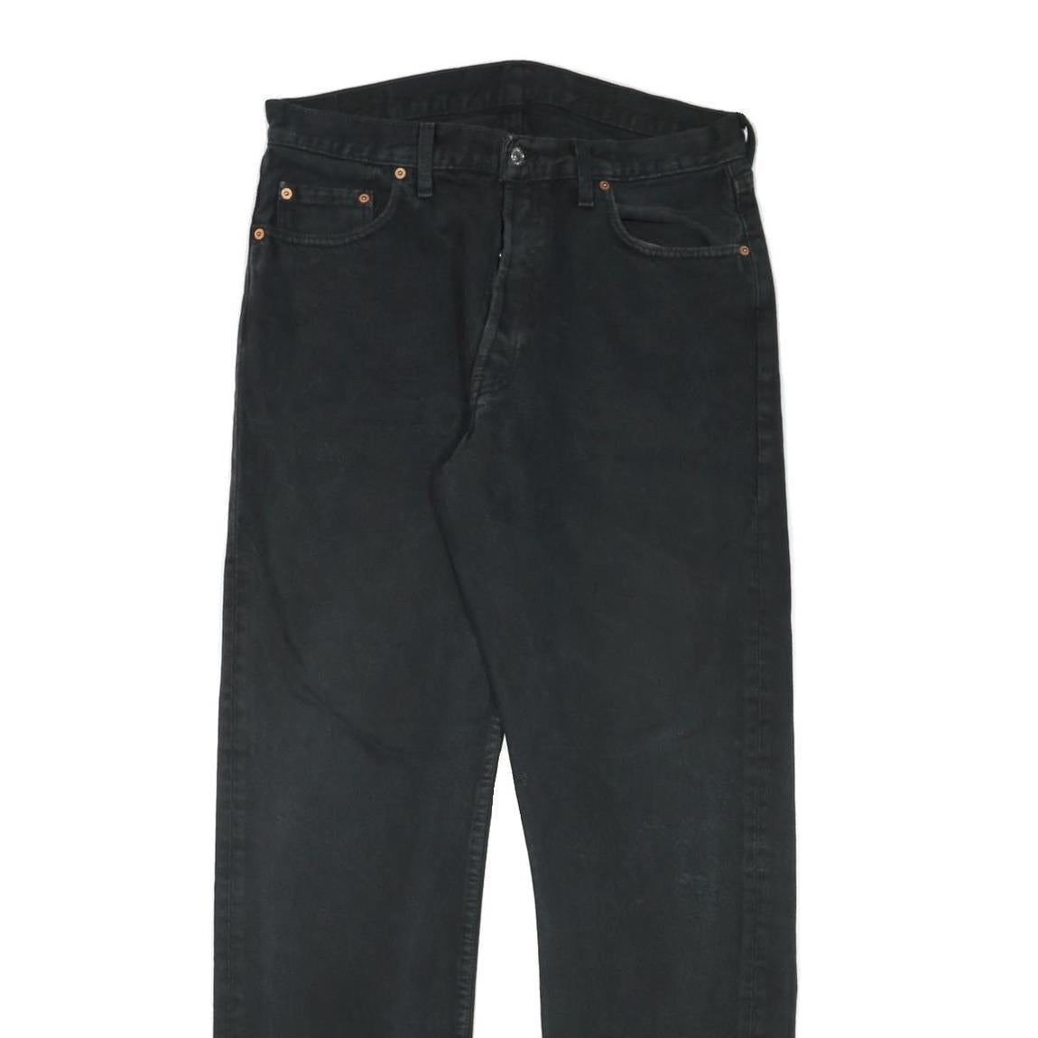 LEVI'S Mens Regular Fit Black Denim Jeans W33 L33 Cotton Blend Button Closure