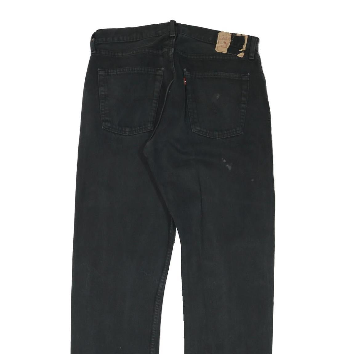 LEVI'S Mens Regular Fit Black Denim Jeans W33 L33 Cotton Blend Button Closure