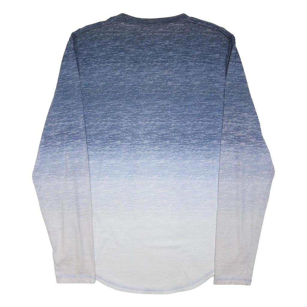 HOLLISTER Mens Blue & White Ombre Long Sleeve Crew Neck T-Shirt L Cotton Blend