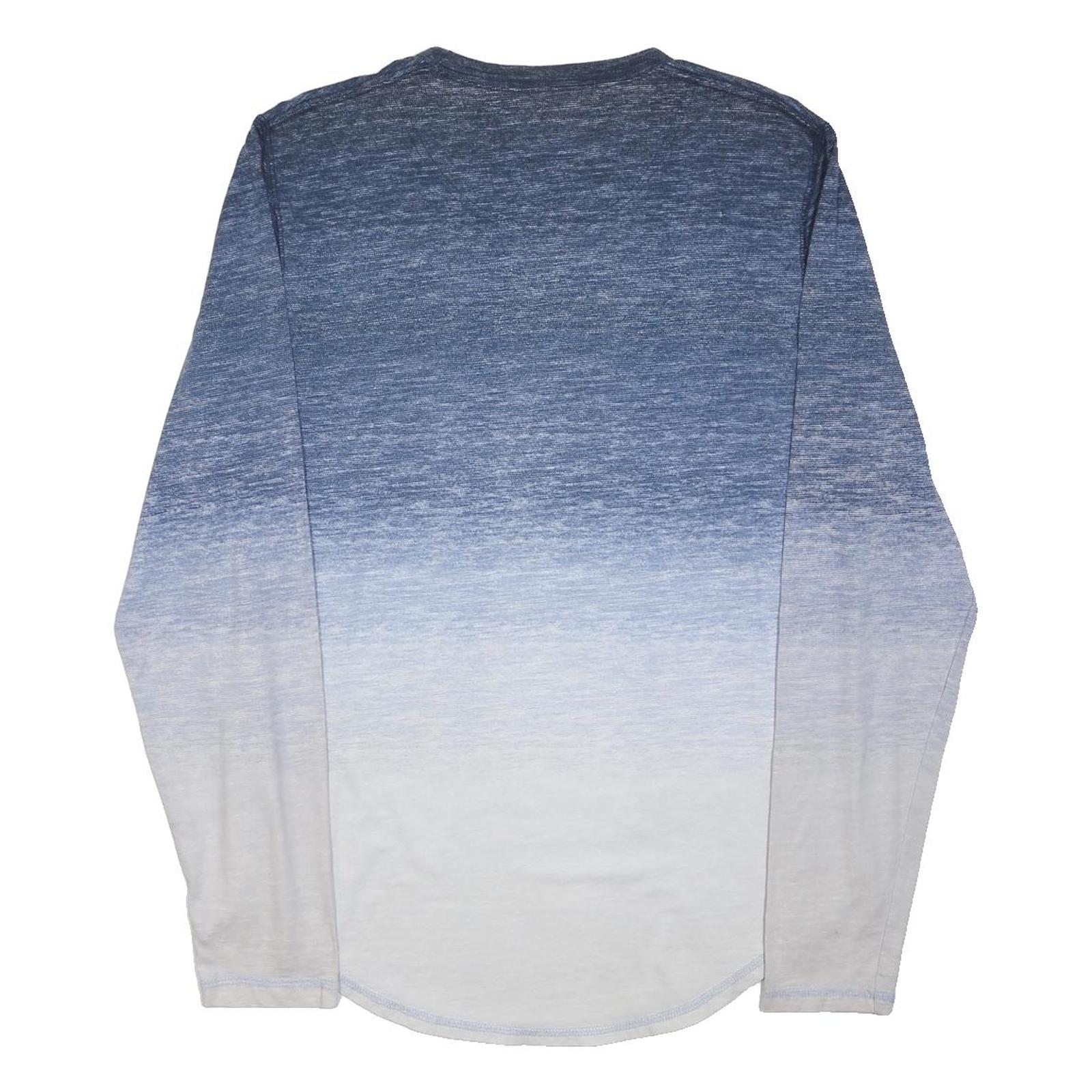 HOLLISTER Mens Blue & White Ombre Long Sleeve Crew Neck T-Shirt L Cotton Blend