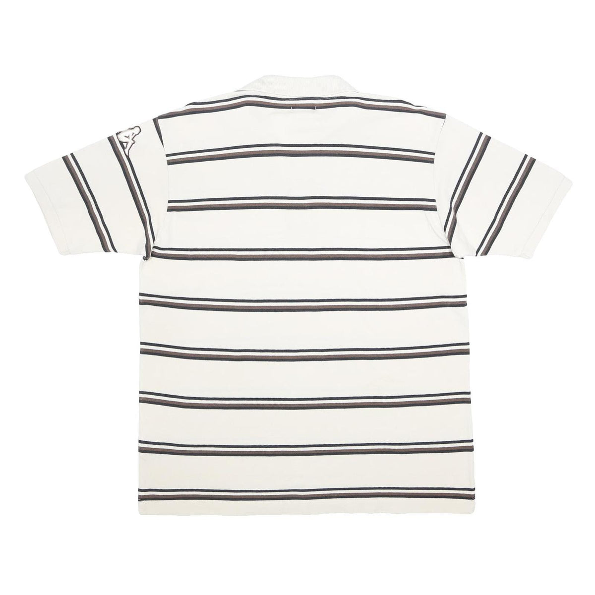 KAPPA Mens White & Black Striped Polo Shirt XL Cotton Short Sleeve Classic Fit