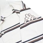 KAPPA Mens White & Black Striped Polo Shirt XL Cotton Short Sleeve Classic Fit