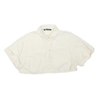 ZARA Womens White Basic Cropped Short Sleeve Collared Shirt XS Lightweight