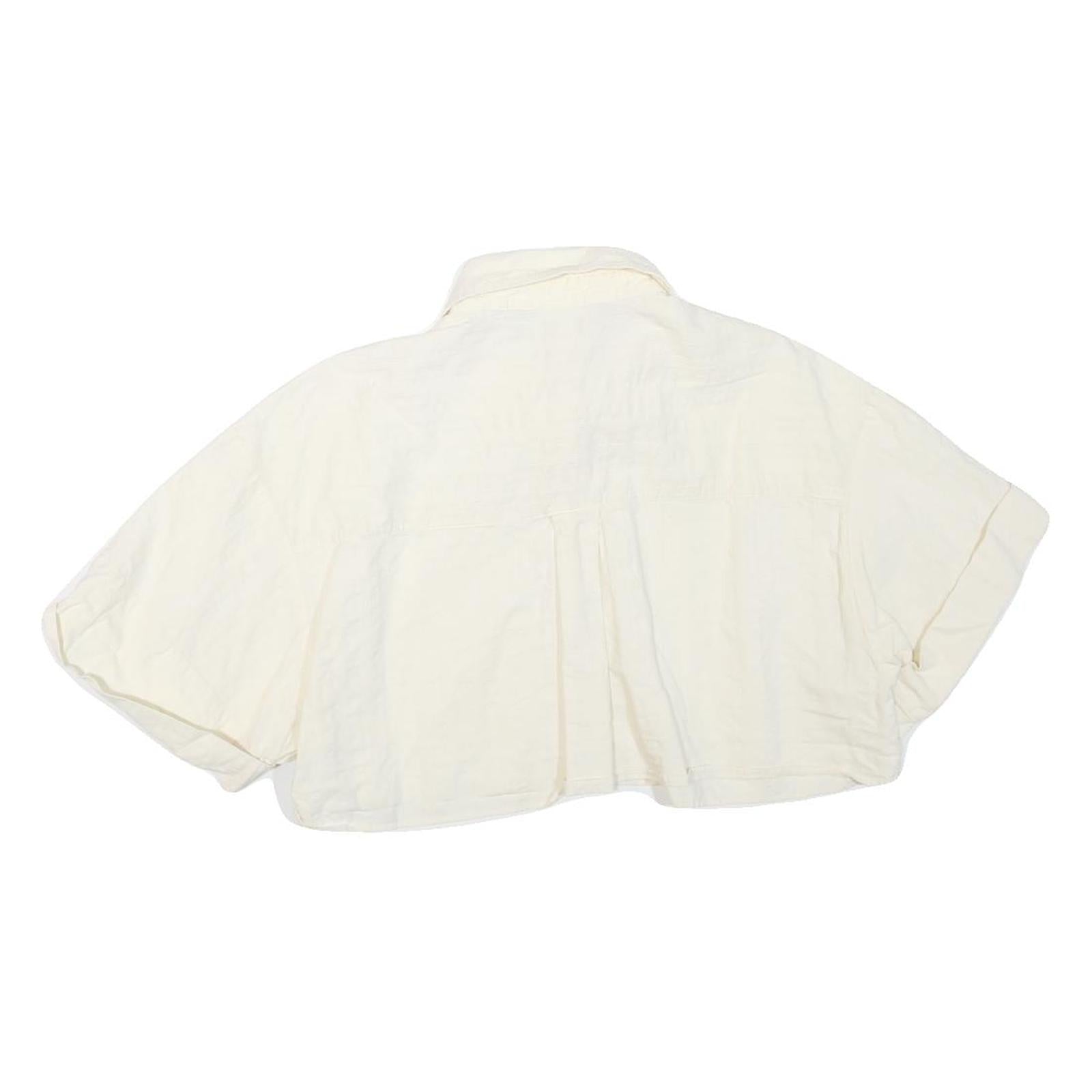 ZARA Womens White Basic Cropped Short Sleeve Collared Shirt XS Lightweight
