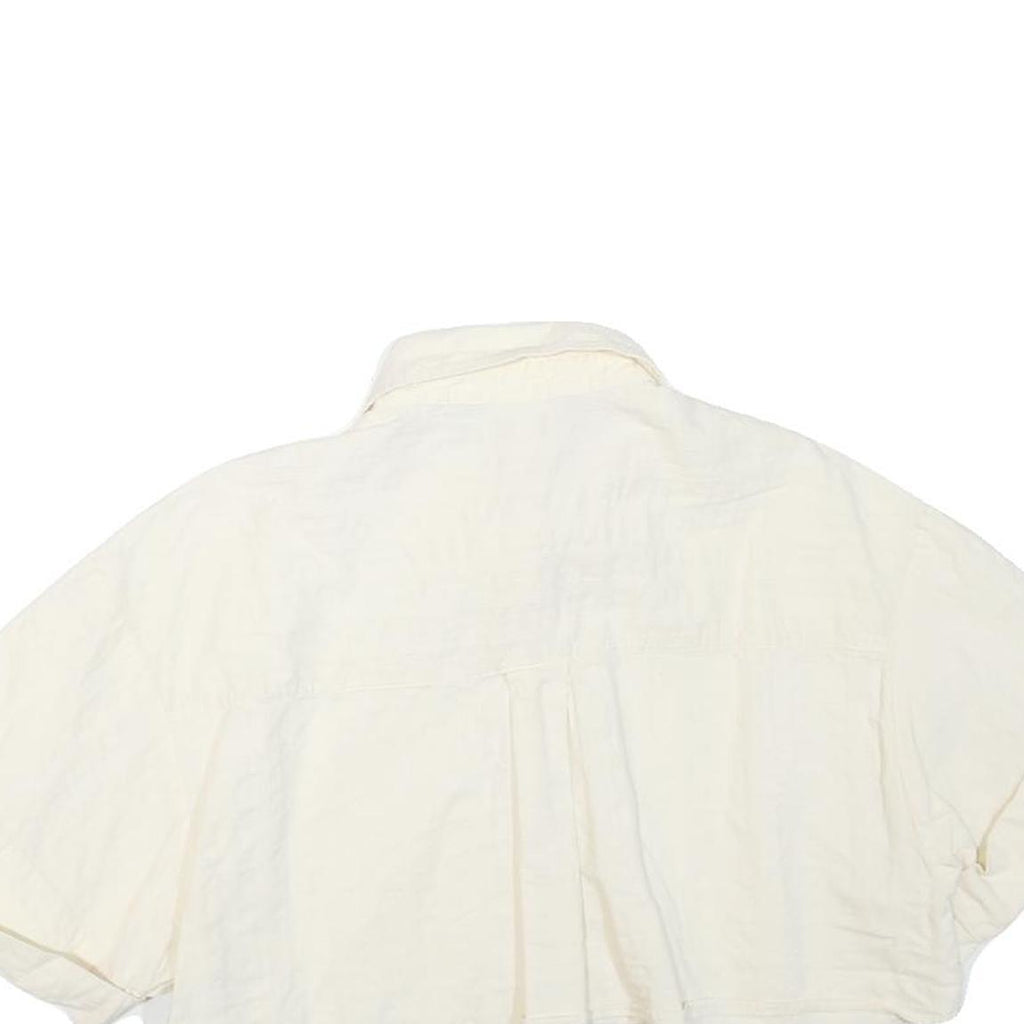 ZARA Womens White Basic Cropped Short Sleeve Collared Shirt XS Lightweight
