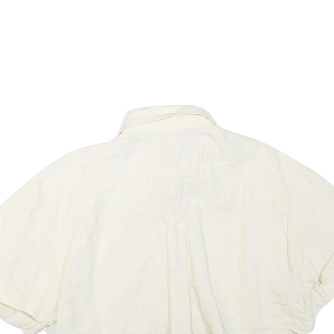 ZARA Womens White Basic Cropped Short Sleeve Collared Shirt XS Lightweight