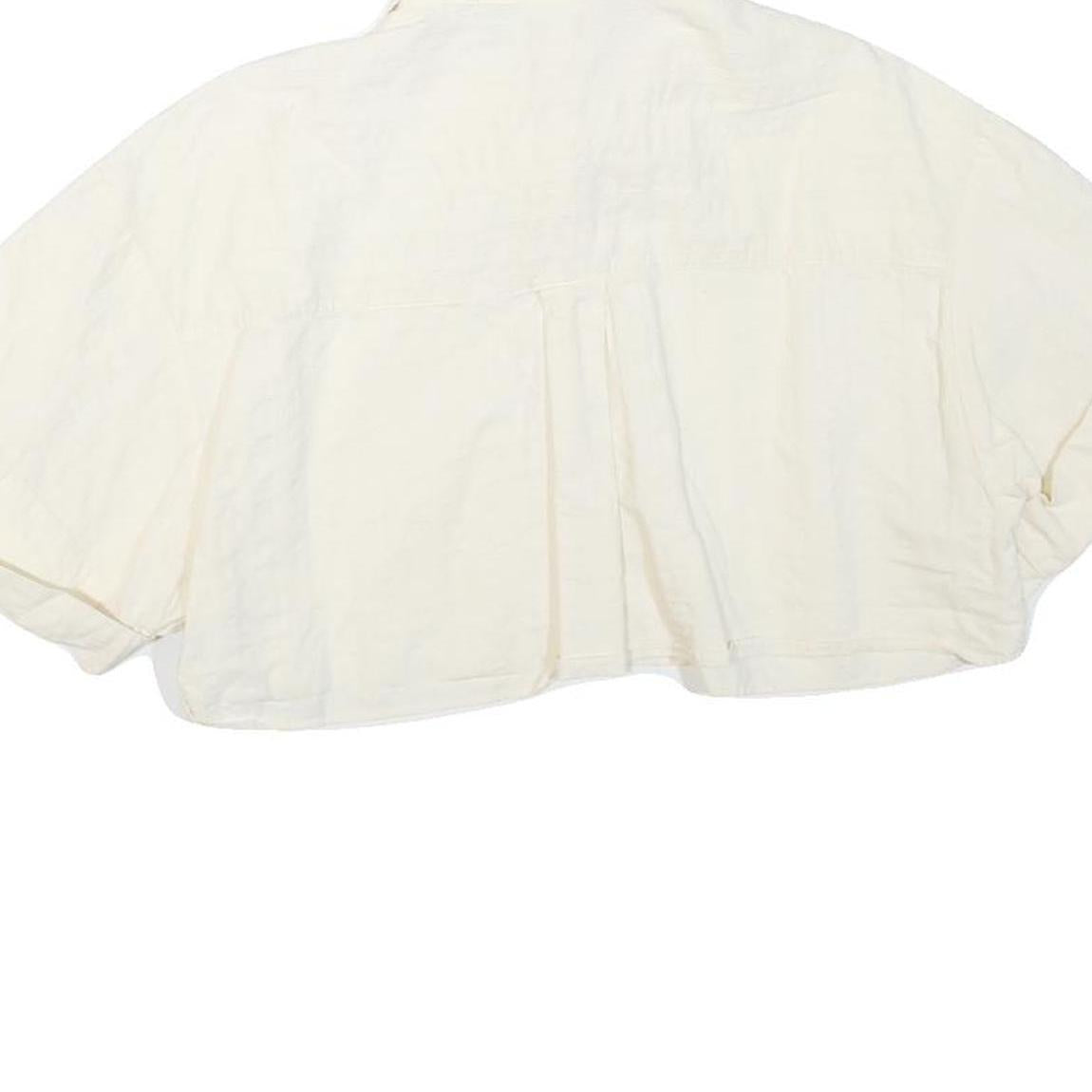 ZARA Womens White Basic Cropped Short Sleeve Collared Shirt XS Lightweight