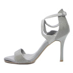 DUNE Womens Grey Leather Strappy High Heels UK 5 Elegant Evening Occasion
