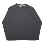 FILA Mens Charcoal Grey Sweatshirt 2XL Crew Neck Cotton Blend Pullover Casual