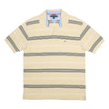 TOMMY HILFIGER Mens Beige & Black Striped Polo Shirt L Short Sleeve Cotton