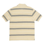 TOMMY HILFIGER Mens Beige & Black Striped Polo Shirt L Short Sleeve Cotton