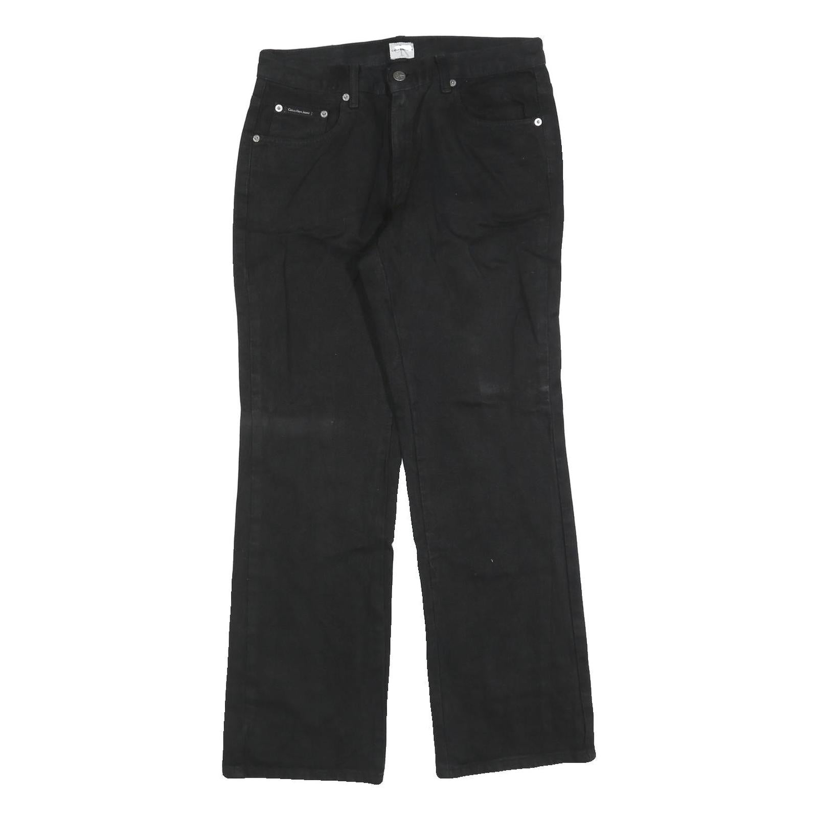 CALVIN KLEIN JEANS Womens Black Regular Straight Denim Woven W30 L30 Zip Cotton