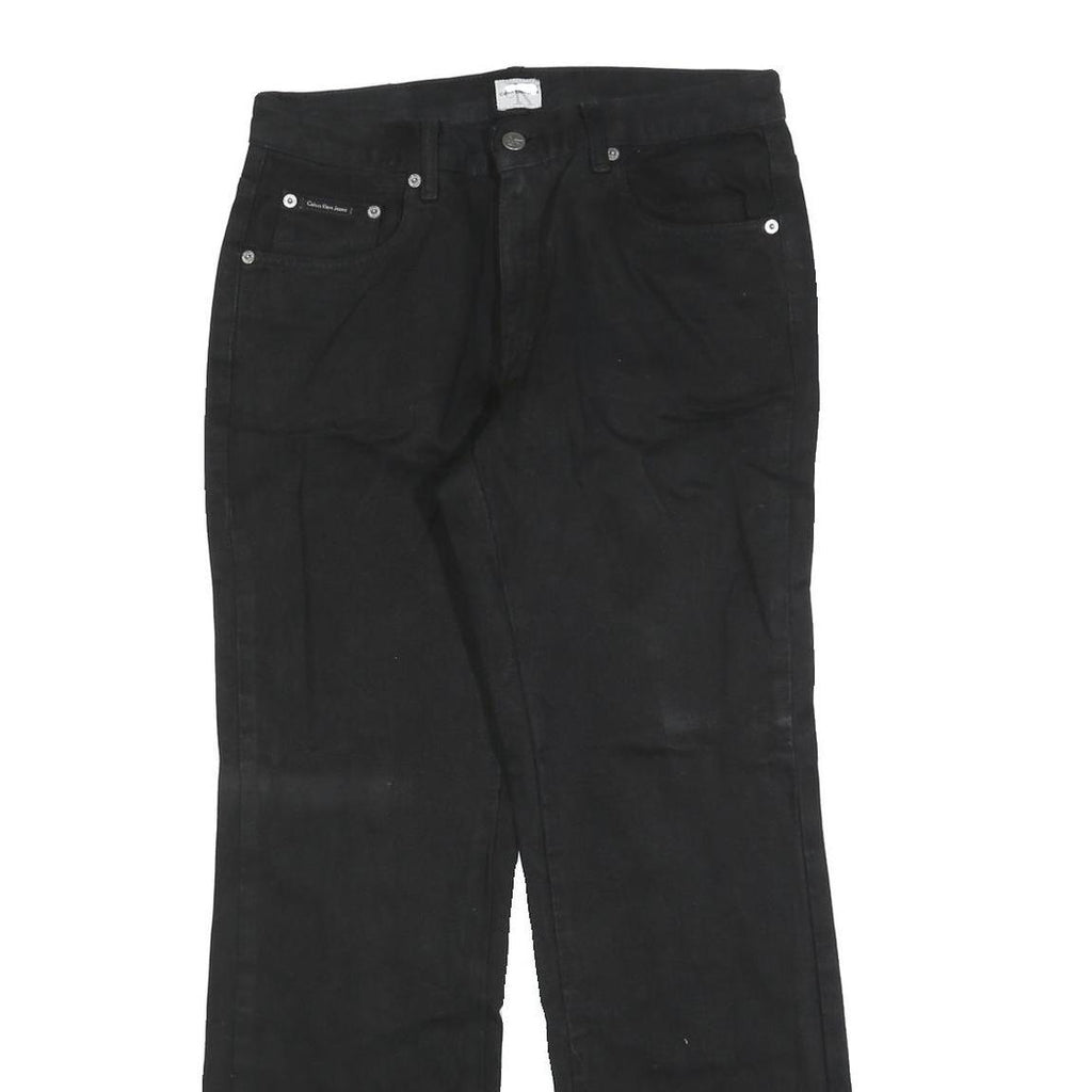 CALVIN KLEIN JEANS Womens Black Regular Straight Denim Woven W30 L30 Zip Cotton
