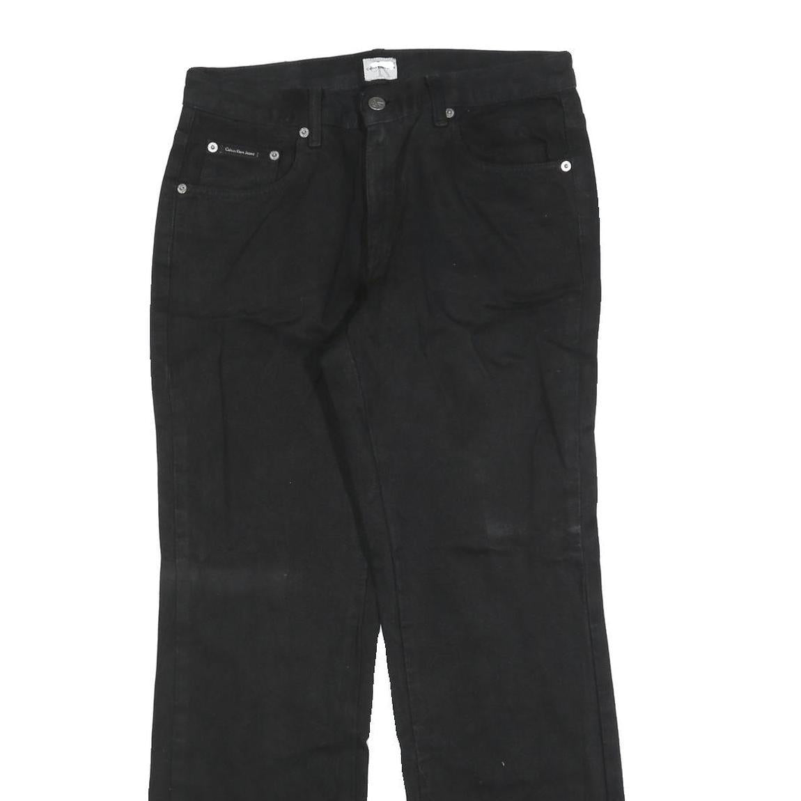 CALVIN KLEIN JEANS Womens Black Regular Straight Denim Woven W30 L30 Zip Cotton