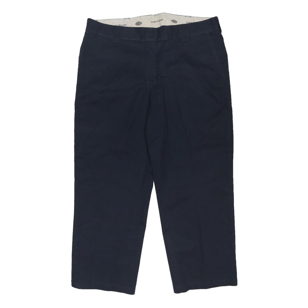 DICKIES Mens Cotton Blend Navy Loose Straight Trousers W40 L30 Workwear Classic