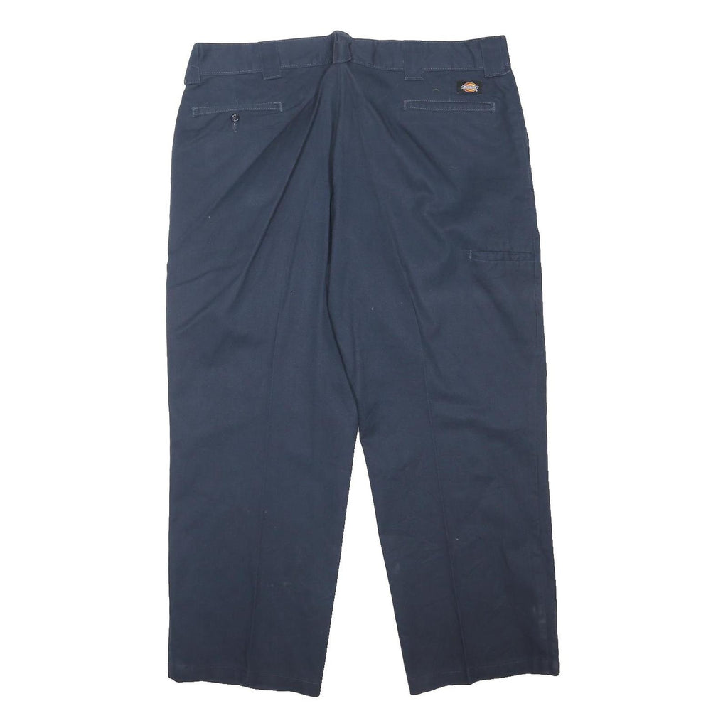 DICKIES Mens Cotton Blend Navy Loose Straight Trousers W40 L30 Workwear Classic