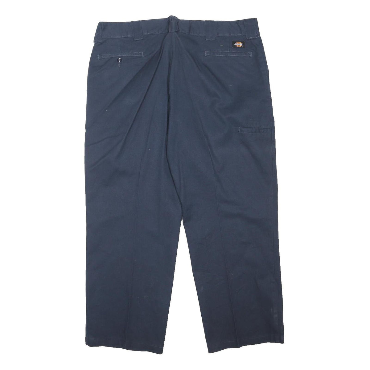DICKIES Mens Cotton Blend Navy Loose Straight Trousers W40 L30 Workwear Classic