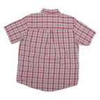 CHAPS Mens Red & White Checked Short Sleeve Shirt L Casual Cotton Blend Button
