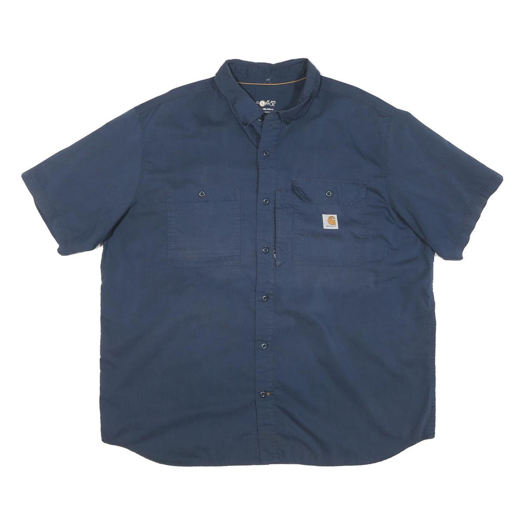 CARHARTT Mens Blue Workwear 2XL Short Sleeve Cotton Blend Shirt