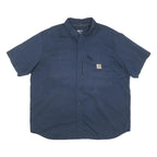 CARHARTT Mens Blue Workwear 2XL Short Sleeve Cotton Blend Shirt