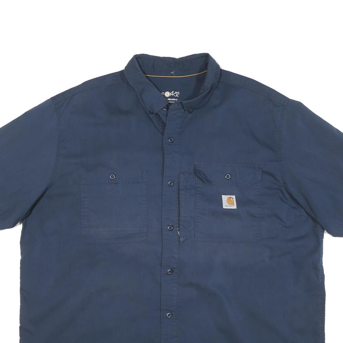 CARHARTT Mens Blue Workwear 2XL Short Sleeve Cotton Blend Shirt