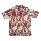 CONSENSUS Mens Red & Cream Floral Rayon Shirt XL Hawaiian Print Casual Summer