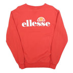 ELLESSE Womens Red Cotton Blend Crew Neck UK 10 Sweatshirt Logo Casual Pullover