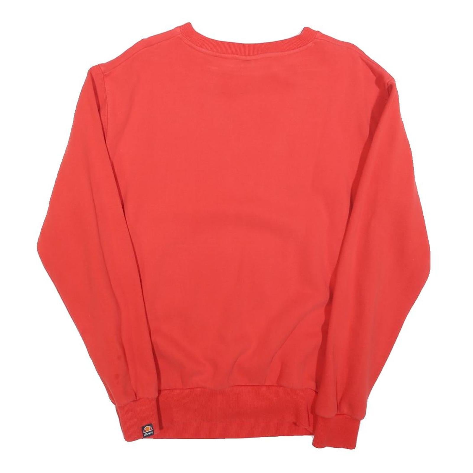 ELLESSE Womens Red Cotton Blend Crew Neck UK 10 Sweatshirt Logo Casual Pullover