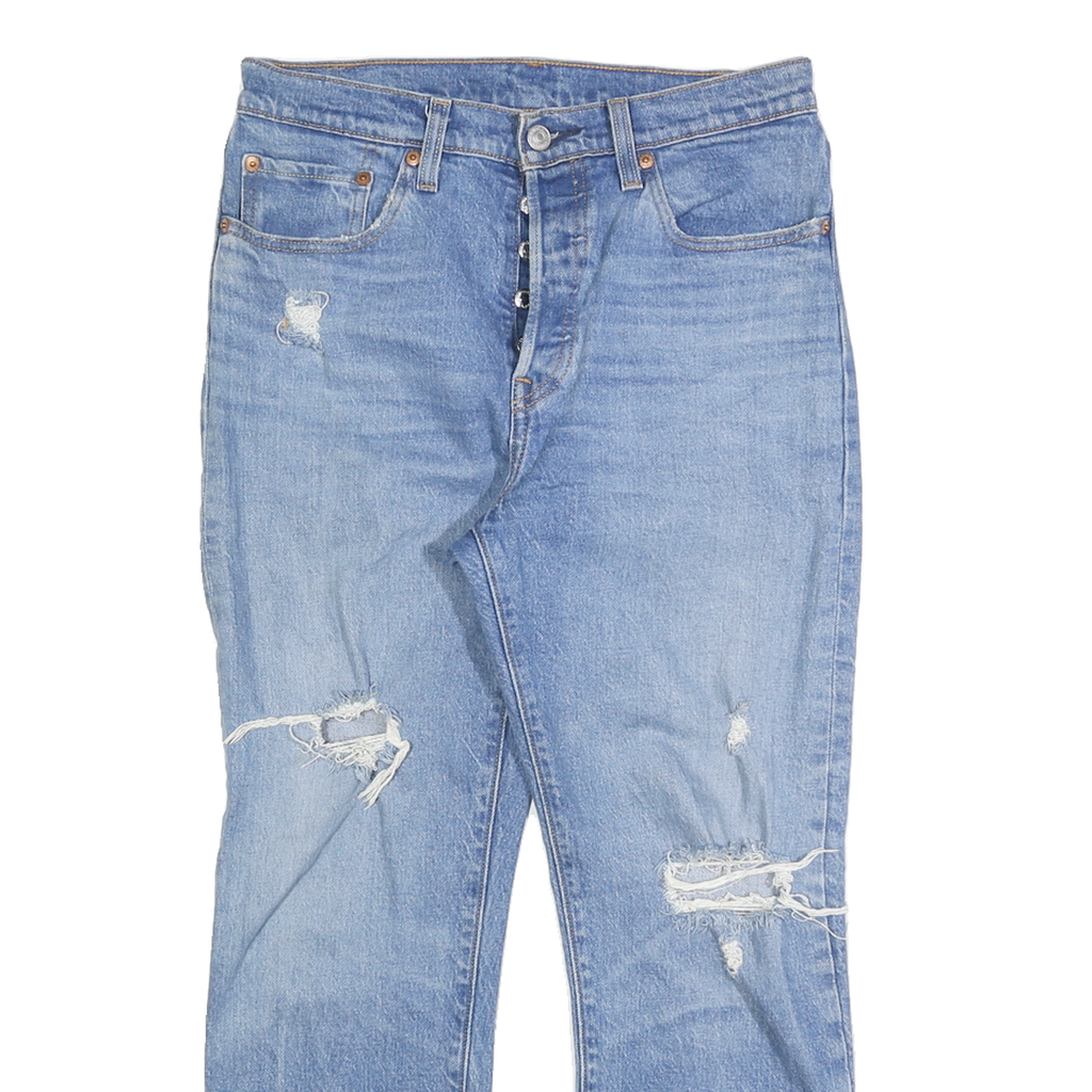LEVI'S 501 Womens Jeans Blue Regular Straight Denim Light W27 L26 Distressed