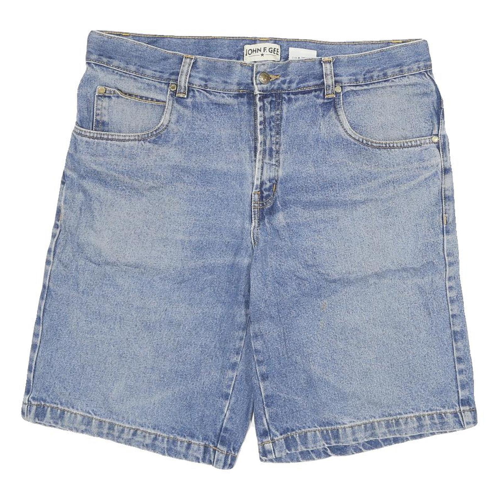 JOHN GEE Mens Shorts Blue Denim Casual 2XL W36 Cotton Blend Relaxed Fit