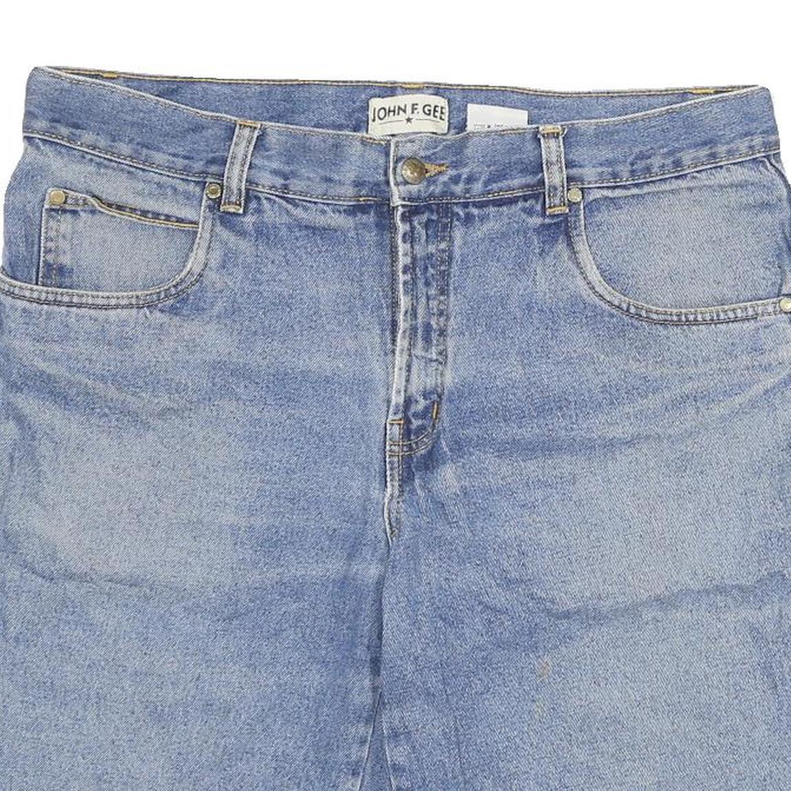 JOHN GEE Mens Shorts Blue Denim Casual 2XL W36 Cotton Blend Relaxed Fit