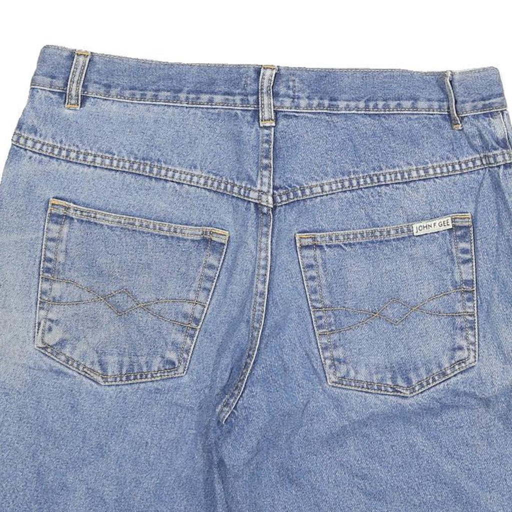 JOHN GEE Mens Shorts Blue Denim Casual 2XL W36 Cotton Blend Relaxed Fit