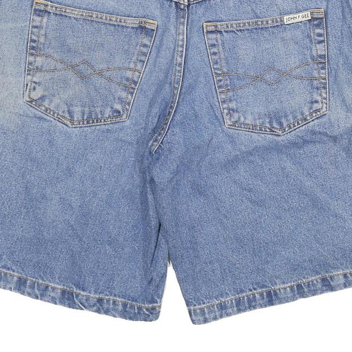 JOHN GEE Mens Shorts Blue Denim Casual 2XL W36 Cotton Blend Relaxed Fit
