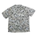 PIERRE CARDIN Mens Black & Grey Leaf Print Silk Shirt M Summer Casual