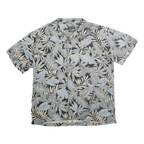 PIERRE CARDIN Mens Black & Grey Leaf Print Silk Shirt M Summer Casual