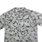 PIERRE CARDIN Mens Black & Grey Leaf Print Silk Shirt M Summer Casual