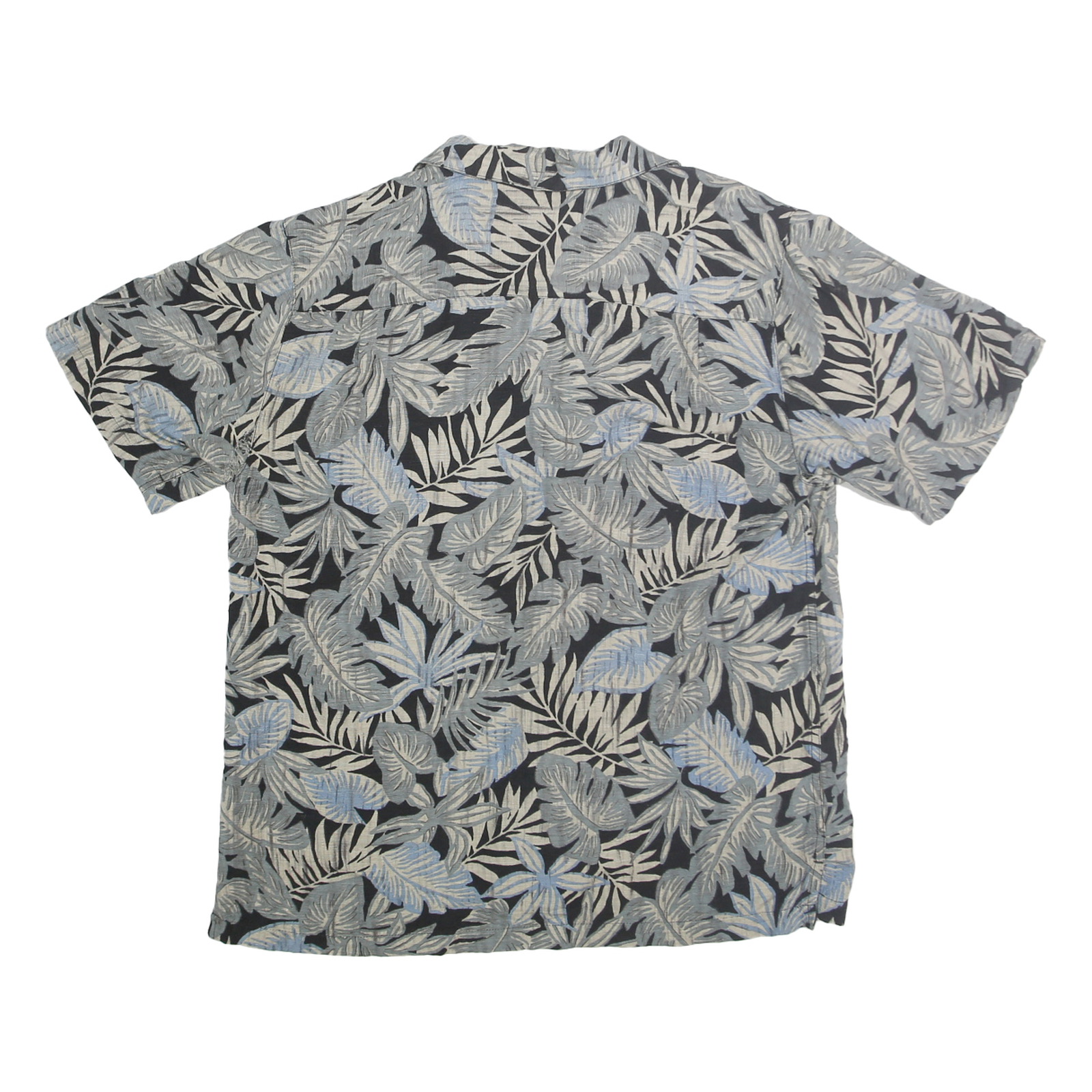 PIERRE CARDIN Mens Black & Grey Leaf Print Silk Shirt M Summer Casual