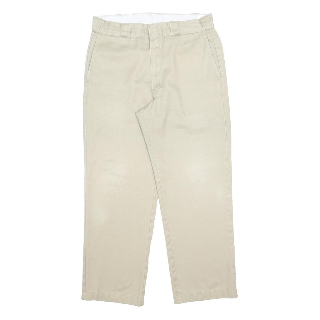 DICKIES Mens Regular Fit Beige Cotton Blend Classic Trousers W34 L30 Workwear