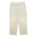 DICKIES Mens Regular Fit Beige Cotton Blend Classic Trousers W34 L30 Workwear