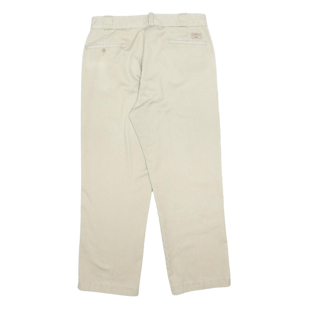 DICKIES Mens Regular Fit Beige Cotton Blend Classic Trousers W34 L30 Workwear
