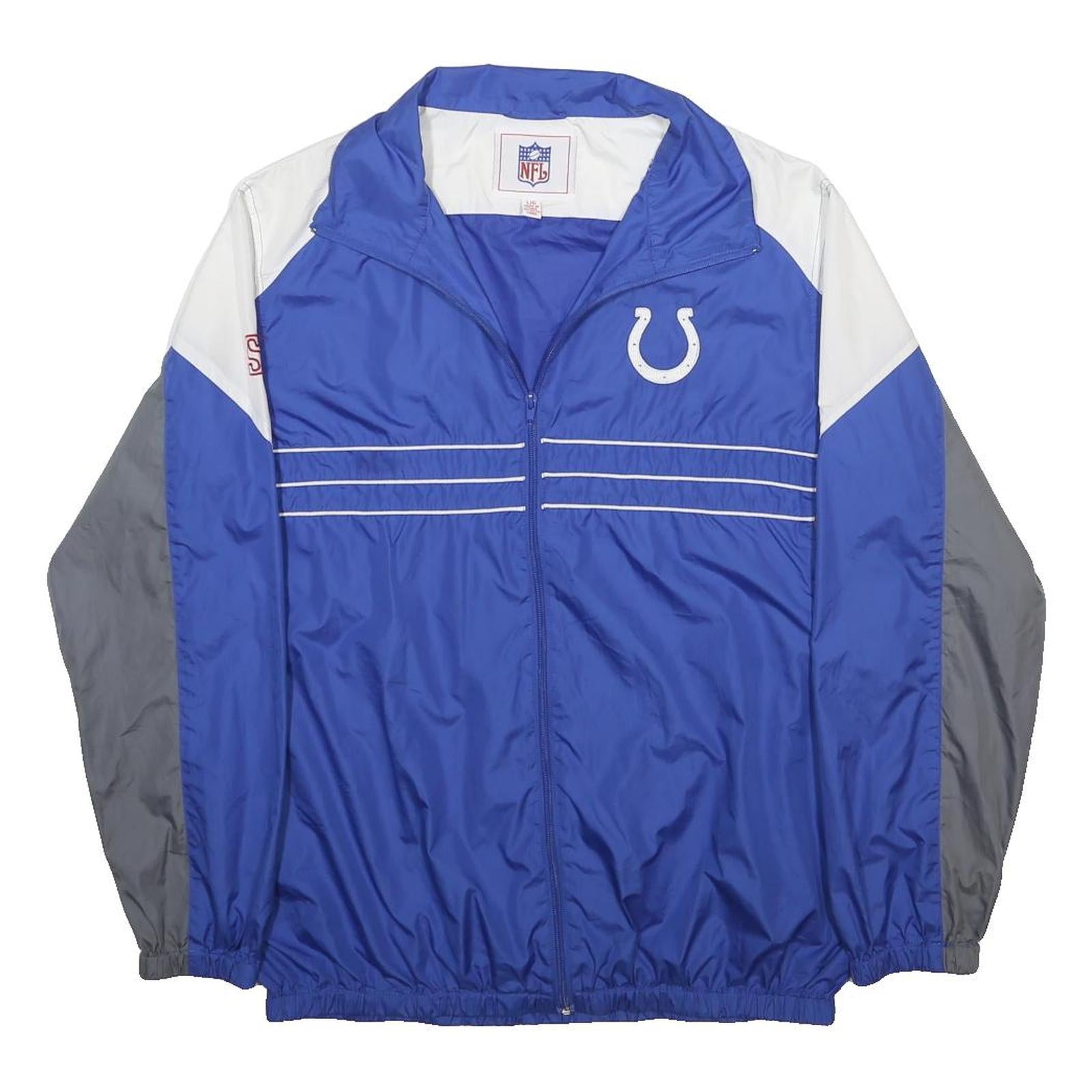 NFL Mens Blue White & Grey Zip Up Polyester Track Jacket L Sports Casual