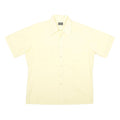 JC PENNEY Mens Cream Short Sleeve Button Shirt L Casual Polyester Blend