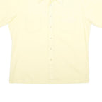 JC PENNEY Mens Cream Short Sleeve Button Shirt L Casual Polyester Blend