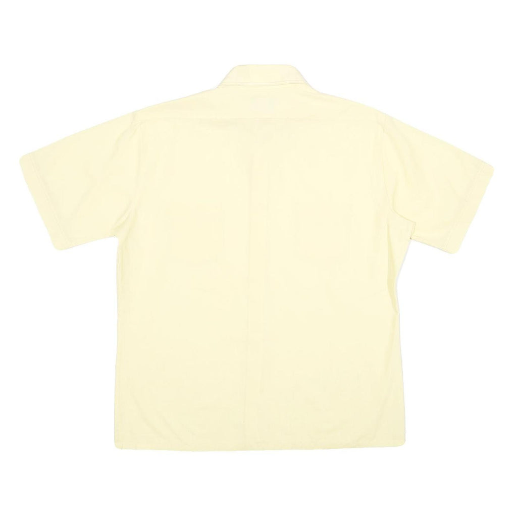 JC PENNEY Mens Cream Short Sleeve Button Shirt L Casual Polyester Blend