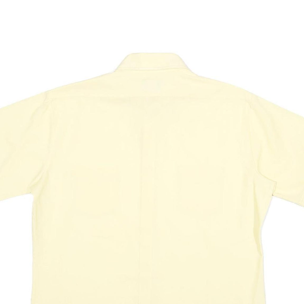 JC PENNEY Mens Cream Short Sleeve Button Shirt L Casual Polyester Blend