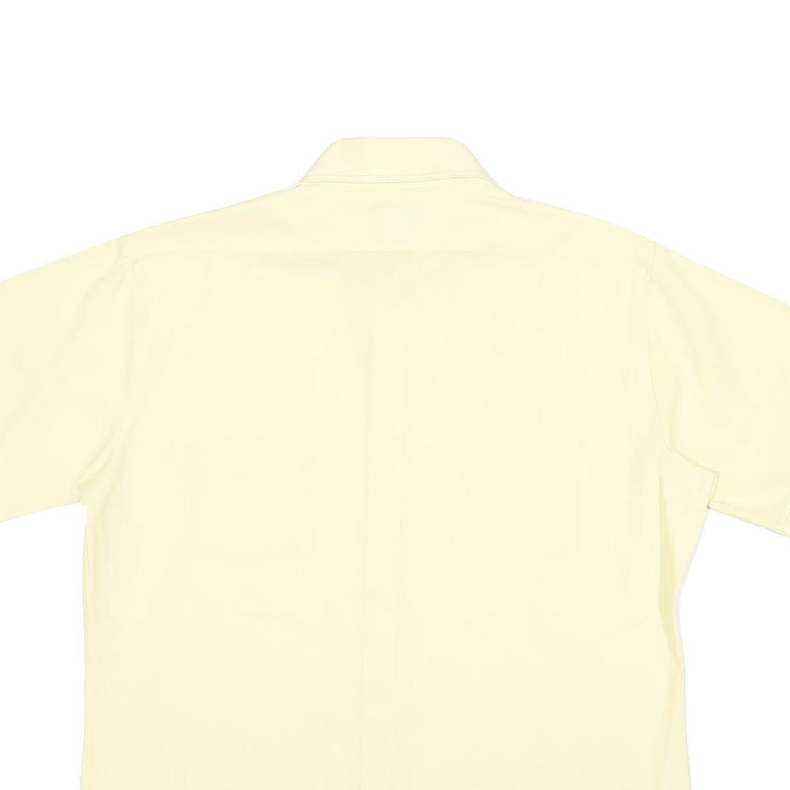 JC PENNEY Mens Cream Short Sleeve Button Shirt L Casual Polyester Blend