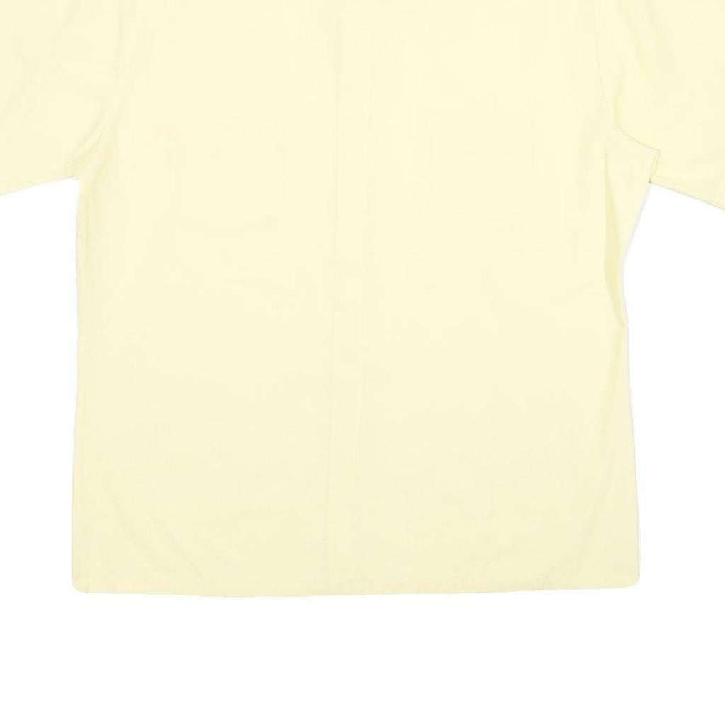 JC PENNEY Mens Cream Short Sleeve Button Shirt L Casual Polyester Blend